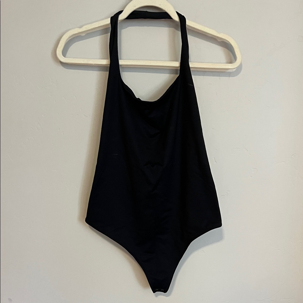 Abercrombie and Fitch Black Square Neck Halter Bodysuit